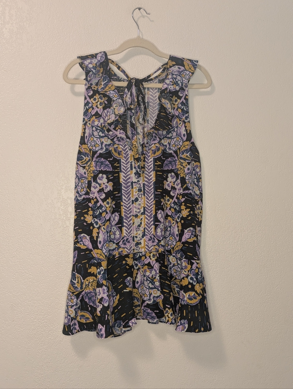 Free People Summer In Tulum Tunic Top with Purple & Yellow Accents - Picture 7 of 9